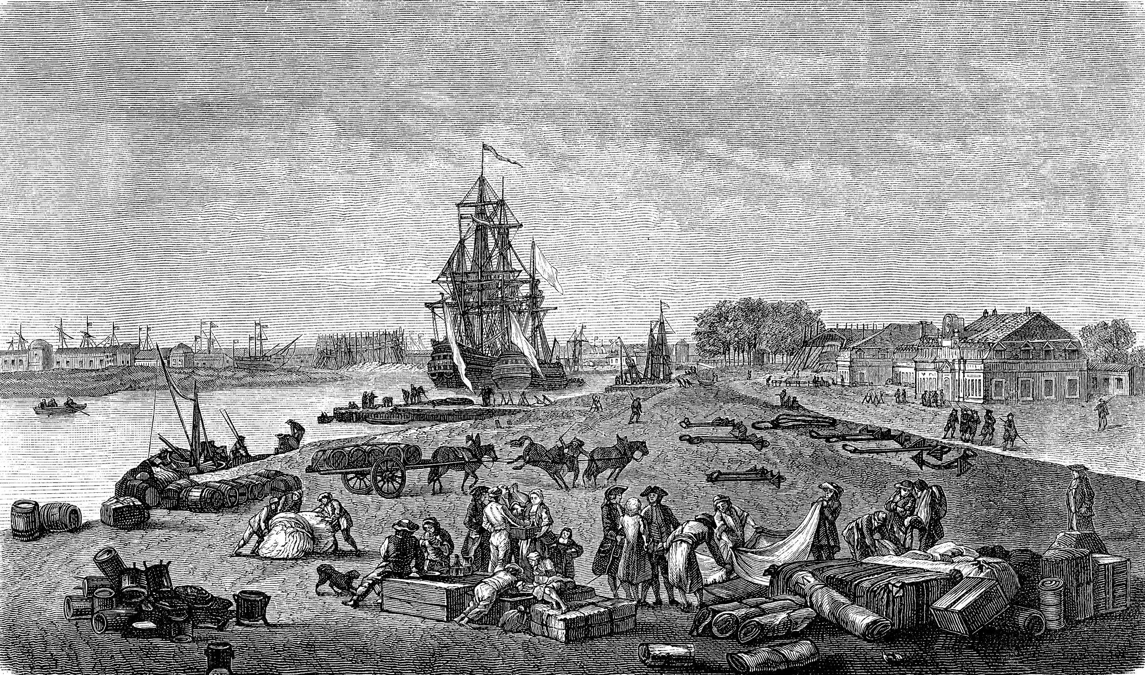 Gravure ancienne de Rochefort au 19e siècle, représentation historique de la ville